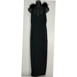 Satin‎ Feather Backless Midi Dress M Holiday Whimsygoth Party Cocktail Romantic